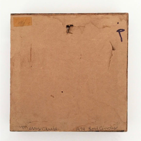 SOLD - Retro City Block Cross Stitch Needlepoint • Small Vintage Crochet Wall - Picture 2 of 4